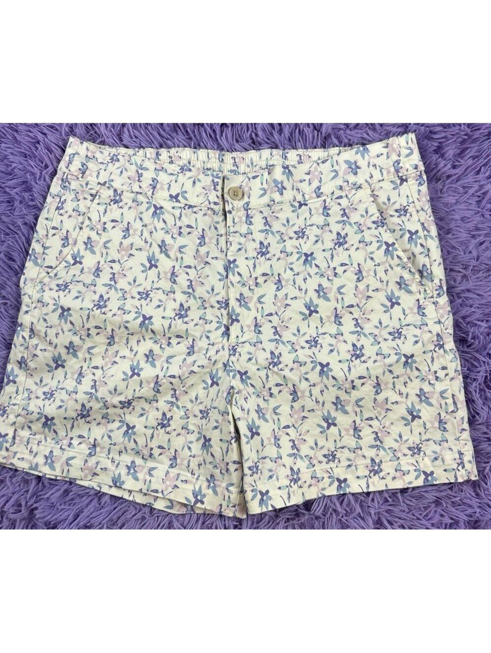 Jachs Girlfriend New York Women’s Floral Shorts Ivory Blue Size XXL